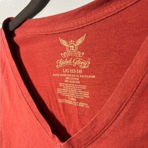 Faded Glory Orange~Red V-Neck Tee